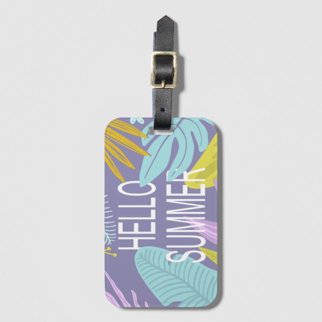 Hello Summer Tropical Luggage Tag (Front Vertical)