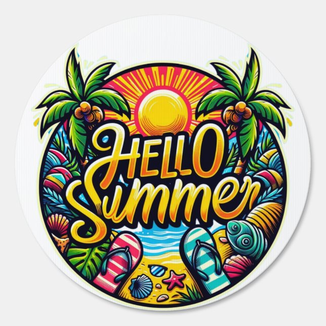Hello Summer Tropical Paradise Design Sign (Front)