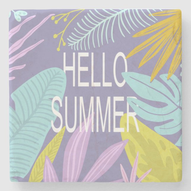 Hello Summer Tropical Stone Coaster (Front)