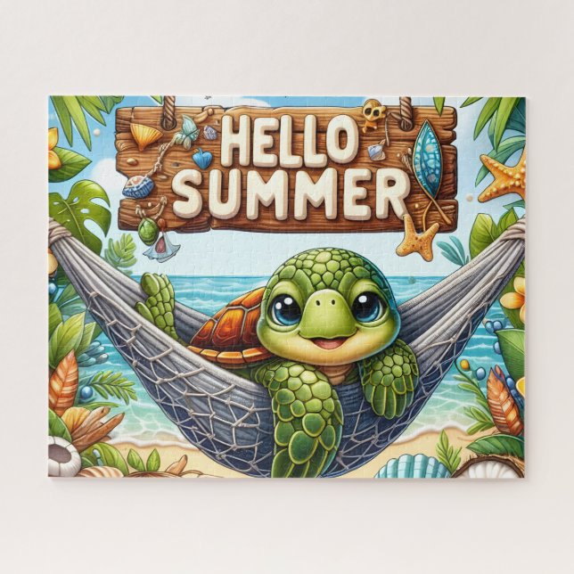 Hello Summer Turtle Jigsaw Puzzle (Horizontal)