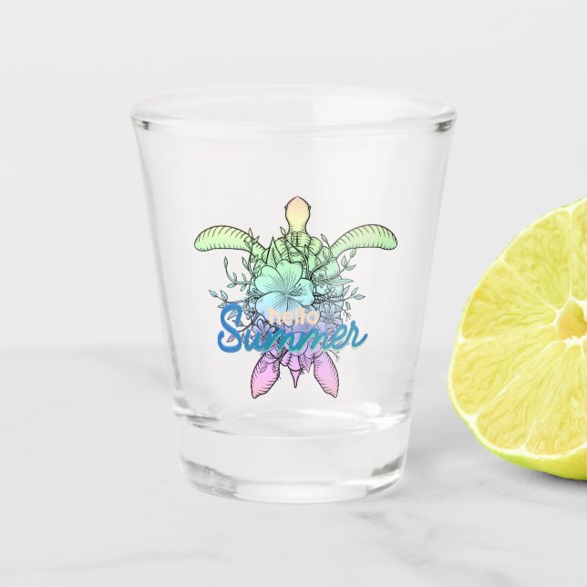 Hello Summer Turtle Shot Glass (Front)