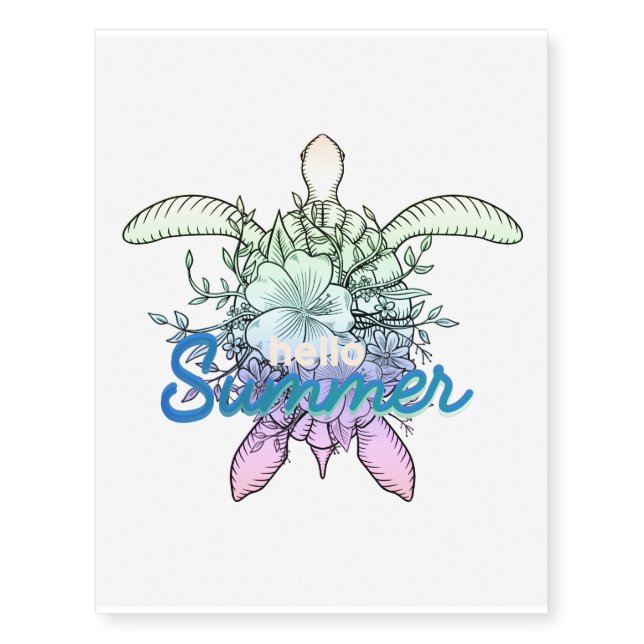 Hello Summer Turtle Temporary Tattoos (Front)