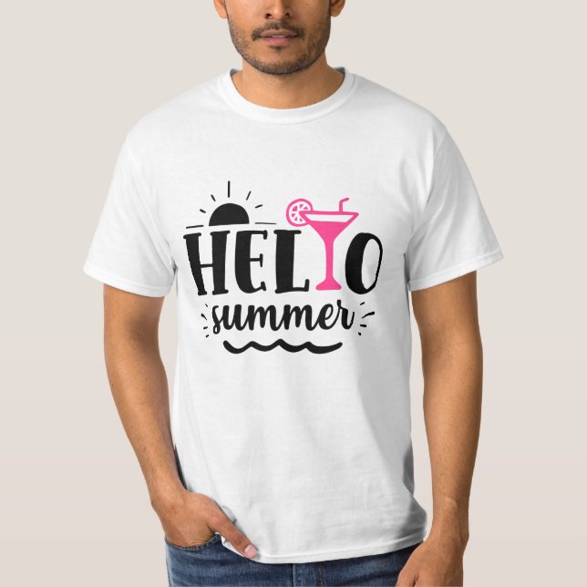 Hello summer typography quoted tshirts  (Front)