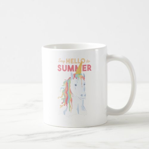 Hello Summer UNICORN Cute Rainbow Kawaii Funny Coffee Mug