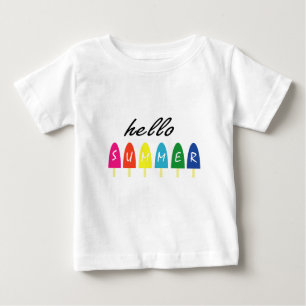 Hello Summer Vacation Ice Cream Popsicle Ice Lolly Baby T-Shirt