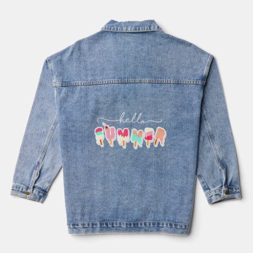Hello Summer Vacation Ice Cream Popsicle Ice Lolly Denim Jacket