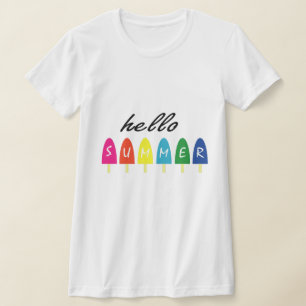 Hello Summer Vacation Ice Cream Popsicle Ice Lolly T-Shirt