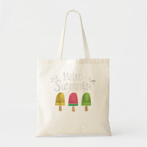 Hello Summer Vacation Ice Cream Popsicle Ice Lolly Tote Bag