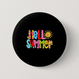 Hello Summer Vacation Ice Cream Popsicle Watermelo Button