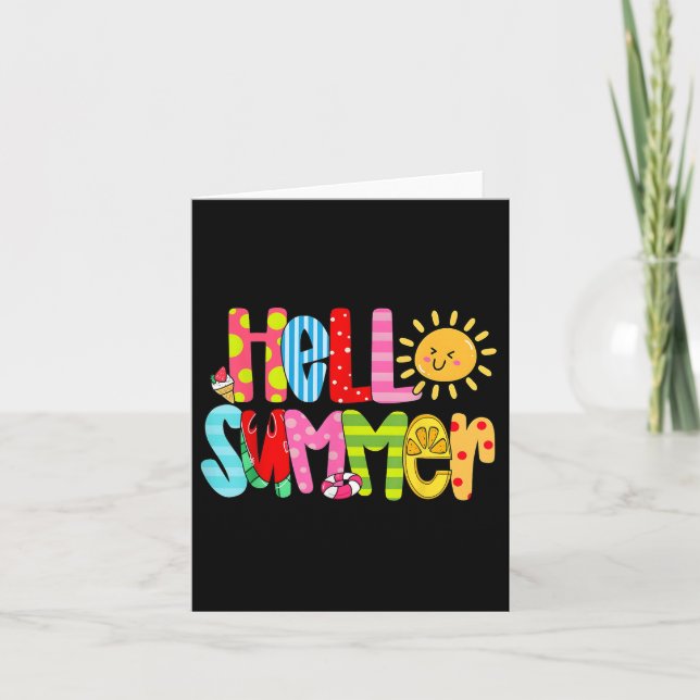 Hello Summer Vacation Ice Cream Popsicle Watermelo Card (Front)