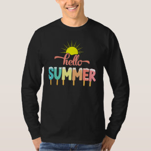 Hello Summer Vacation Ice Lolly Ice Cream Popsicle T-Shirt