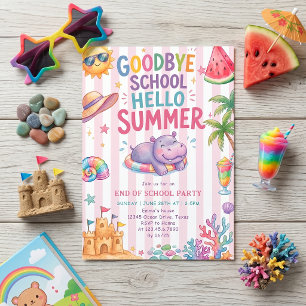 Hello Summer Vacation Stripes Invitation