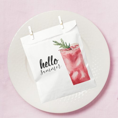 Hello Summer Watercolor Red Cherry Cocktail Favor Bag