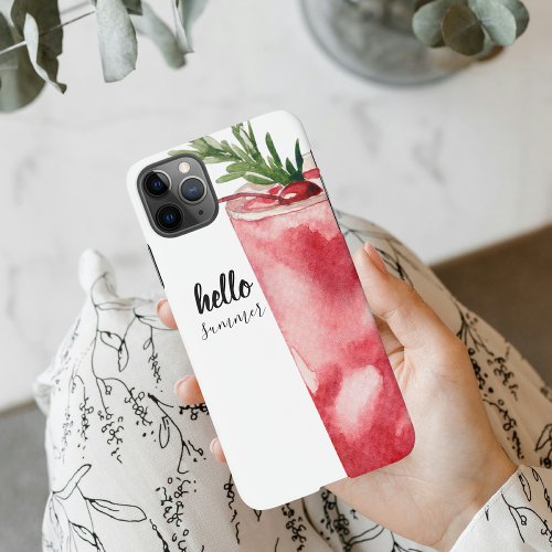 Hello Summer Watercolor Red Cherry Cocktail iPhone 11Pro Max Case