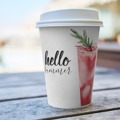 Hello Summer Watercolor Red Cherry Cocktail Paper Cups