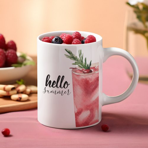 Hello Summer Watercolor Red Cherry Cocktail Two_Tone Coffee Mug