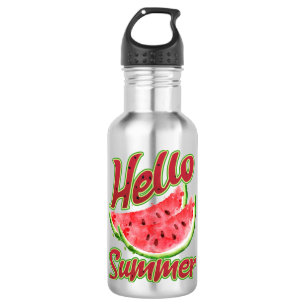 Hello Summer Watercolor Watermelon Design Stainless Steel Water Bottle