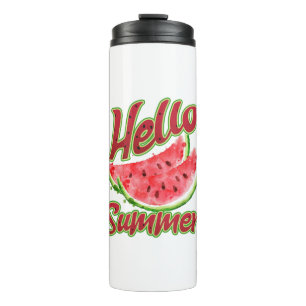Hello Summer   Watercolor Watermelon Design Thermal Tumbler