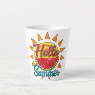 Hello Summer Watercolor Watermelon & Vibrant Sun Latte Mug