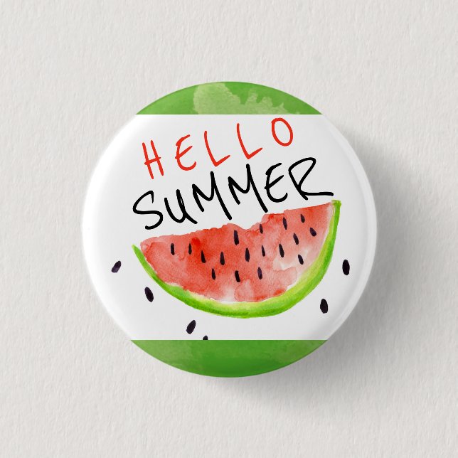 Hello Summer Watermelon - Cute Summer Accessory Button (Front)