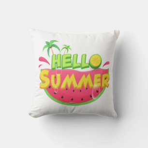 Hello Summer Watermelon Outdoor Pillow