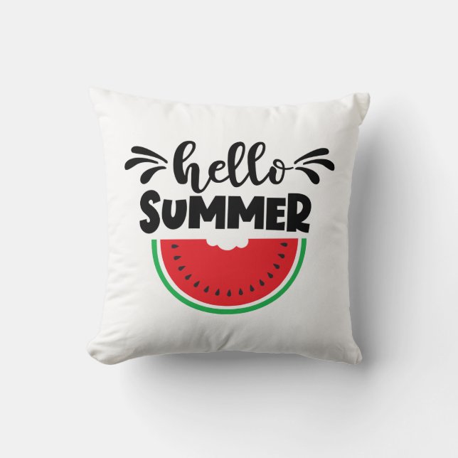 Hello Summer Watermelon Patio Outdoor Throw Pillow (Front)