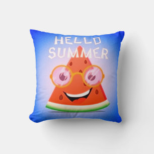 Hello Summer Watermelon Throw Pillow