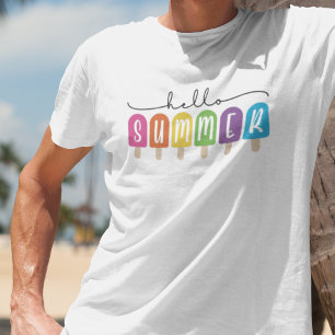 Hello Summer with Colorful Text T-Shirt