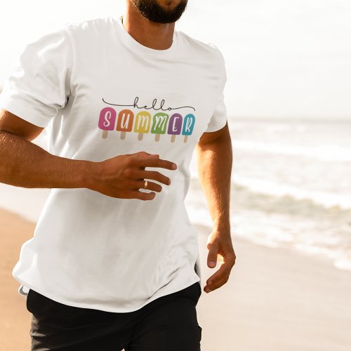 Hello Summer with Colorful Text  T_Shirt