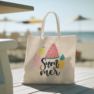 Hello Summer with Flamingo Tropical Tote Bag