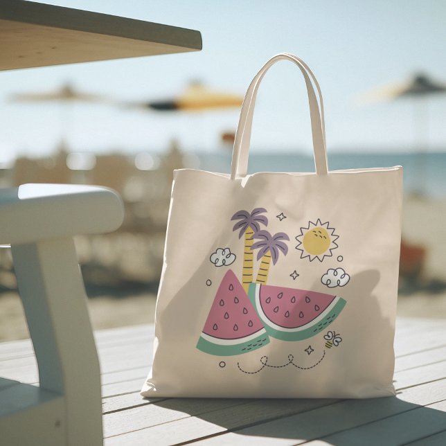 Hello Summer with Flamingo Tropical Tote Bag (hello summer, beach tote bag, vacation tote bag, school tote bag, colorful typography, gift for her)