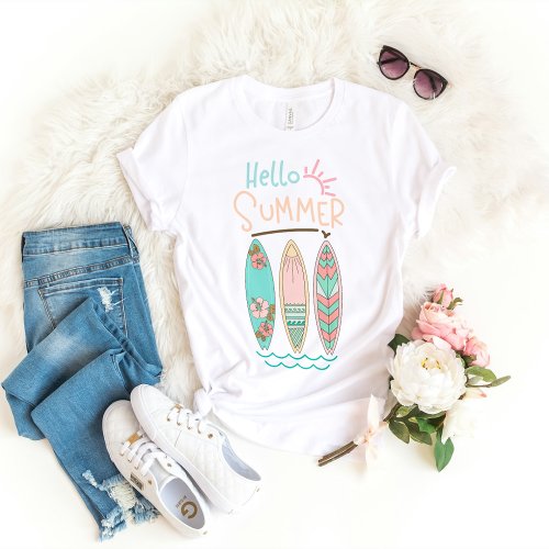 Hello Summer Womens Beach Vibe T_Shirt