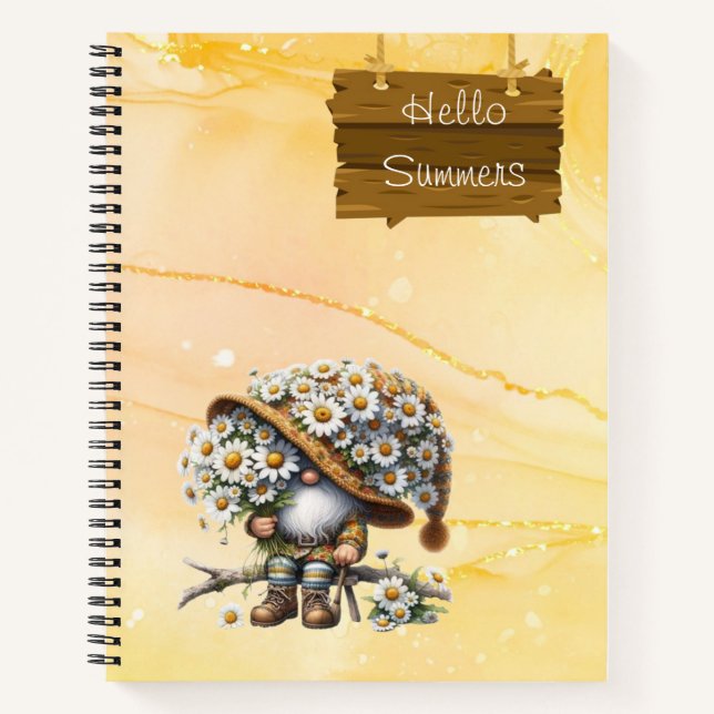 Hello Summer Yellow Spiral Notebook  (Front)