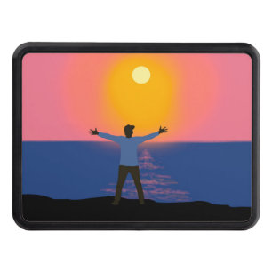 Hello Sun - A man is standing on a beach Hitch Cover