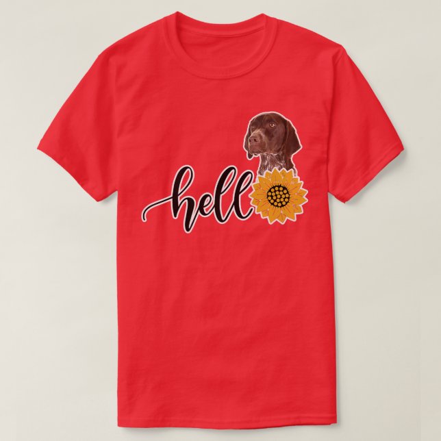 Hello Sunflower German Shorthair Pointer Premium T T-Shirt (Design Front)