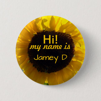 Hello Sunflower Sunshine Nametag Pinback Button