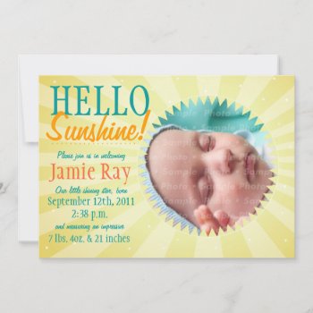 Hello Sunshine! Baby Announcement by creativetaylor at Zazzle