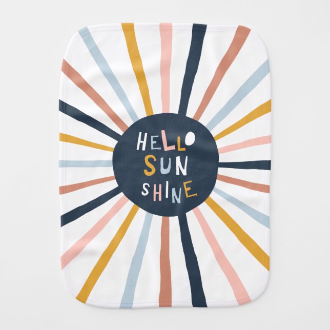 Hello Sunshine Baby Burp Cloth (Front)
