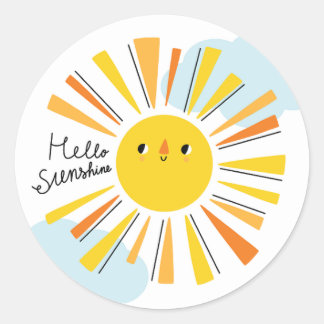Hello Sunshine Baby Shower Classic Round Sticker