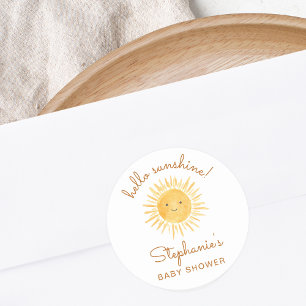 Hello Sunshine Baby Shower Classic Round Sticker