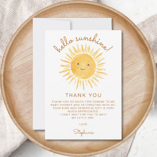 Hello Sunshine Baby Shower Thank You Card