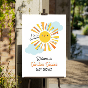 Hello Sunshine Baby Shower Welcome Poster by marlenedesigner at Zazzle