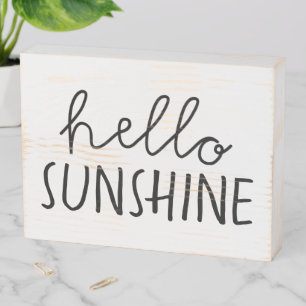Hello Sunshine Black and White Wooden Box Sign