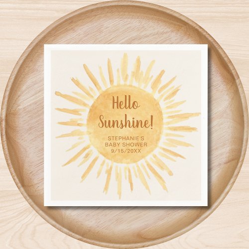 Hello Sunshine Boho Baby Shower Cream Napkins