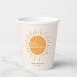 Hello Sunshine Boho Baby Shower Paper Cups