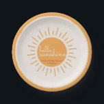 Hello Sunshine Boho Baby Shower Paper Plates<br><div class="desc">This fun plate features a sunshine with the text Hello Sunshine in it and has a spot for you to personalize with party information and date! This is great for a sunshine themed baby shower or birthday party and goes perfectly with our boho a little ray of sunshine is on...</div>