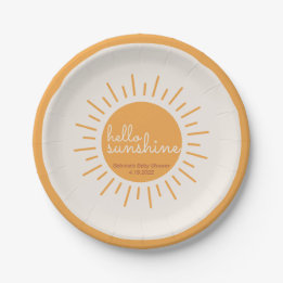 Hello Sunshine Boho Baby Shower Paper Plates