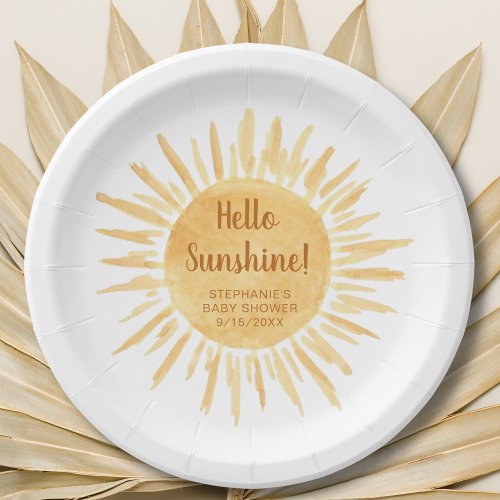 Hello Sunshine Boho Baby Shower Paper Plates