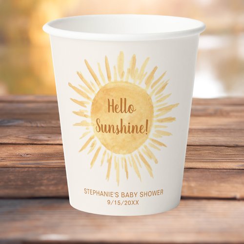 Hello Sunshine Boho Cream Baby Shower Paper Cups