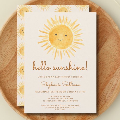 Hello Sunshine Boho Gender_Neutral Baby Shower Invitation